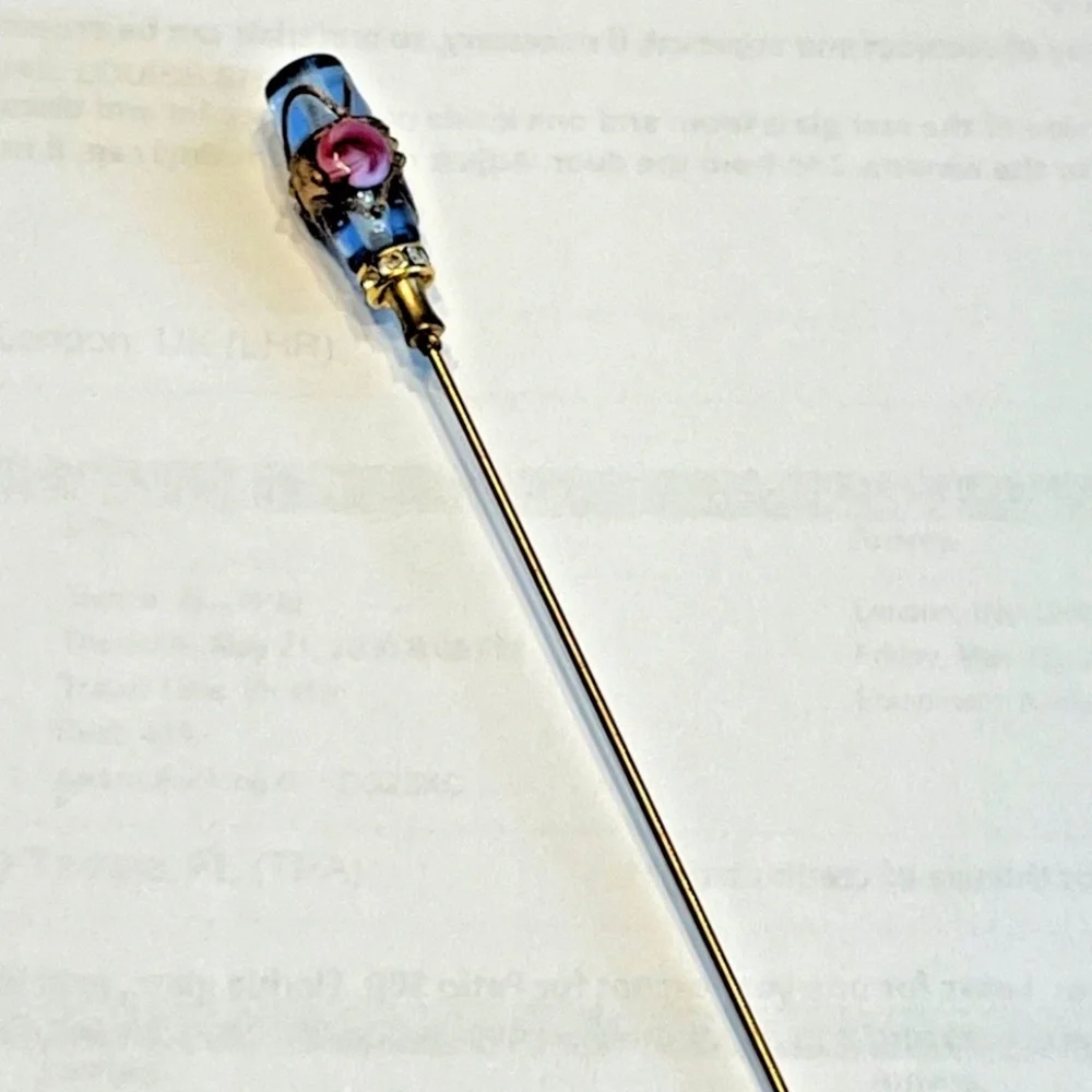 Vintage Venetian Murano Wedding Cake Lampwork Blue/Pink Pin/Brooch
